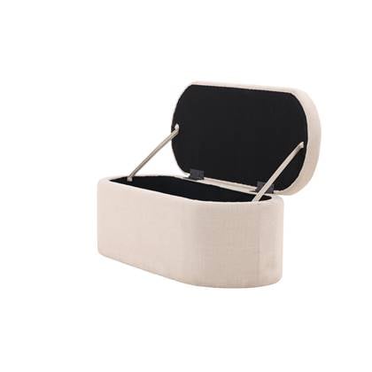 Fjôrd - Poef Off White Met Opbergruimte - Stof - Potenza Wit