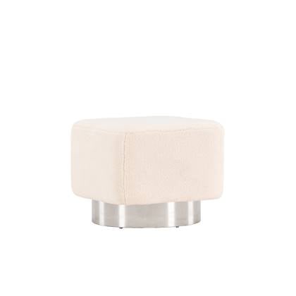 Fjôrd - Poef Off White|Zilver - Fleece - Newton