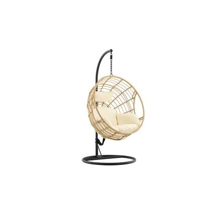 Fjôrd - Hangstoel Zwart|Naturel - Wicker - Viga