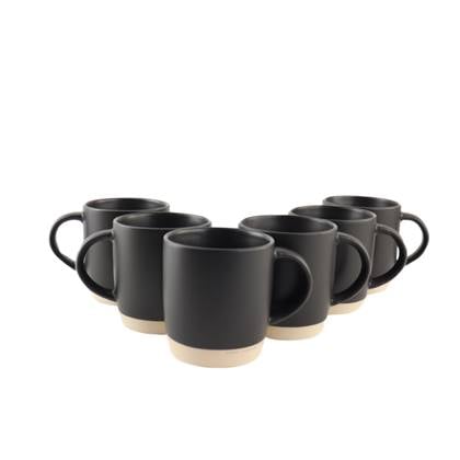 OTIX Koffiekopjes Theemokken Koffietassen Set van 6 Zwart 310 ml Aa...