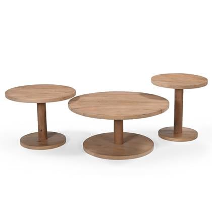 Giga Meubel - Salontafel Naturel Mangohout - Set Van 3 - Nao Bruin