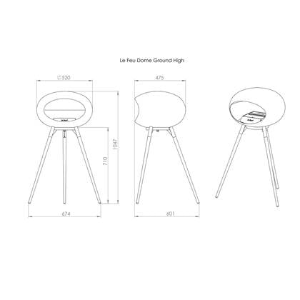 Le Feu Ground Wood High 79cm Zwart|Zwart|Donkerbruin Oak