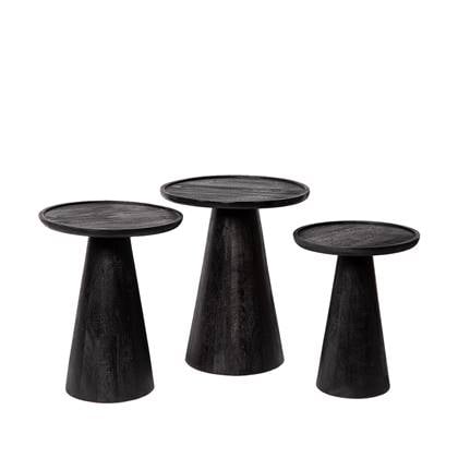 Atmooz Ultimo Bijzettafel Set van 3 - Ø46|41|36 cm - Zwart Mangohout