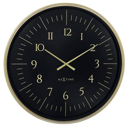 NeXtime  Wandklok 77 cm-Goud|Zwart-Plastic- 'Galaxy Large'