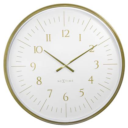 NeXtime  Wandklok 77 cm-Goud|Wit-Plastic- 'Galaxy Large'