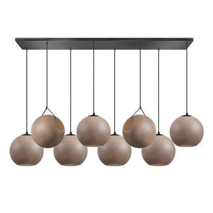 ETH Orb Hanglamp balk zwart L130xB30xH2.5cm 8xE27 Taupe grijs glas 25cm Taupe, Grijs
