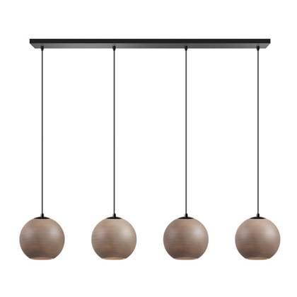ETH Orb balk hanglamp 4x E27 Taupe|grijs glas 25cm | zwart Taupe, Grijs