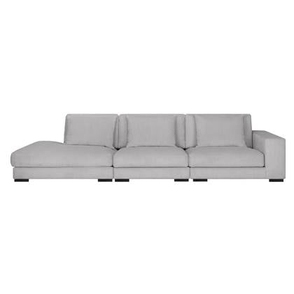 by fonQ Snug 3-zitsbank - Open Eind Links - Rib - Licht Grijs