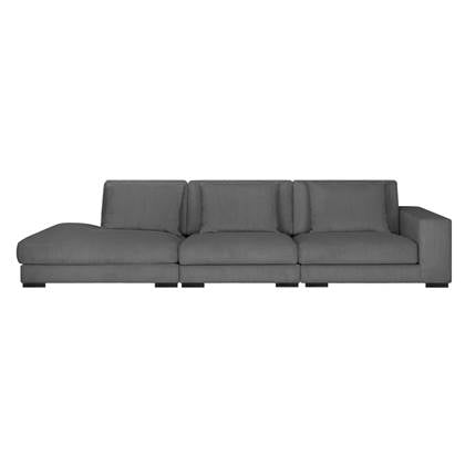 by fonQ Snug 3-zitsbank - Open Eind Links - Rib - Donker Grijs