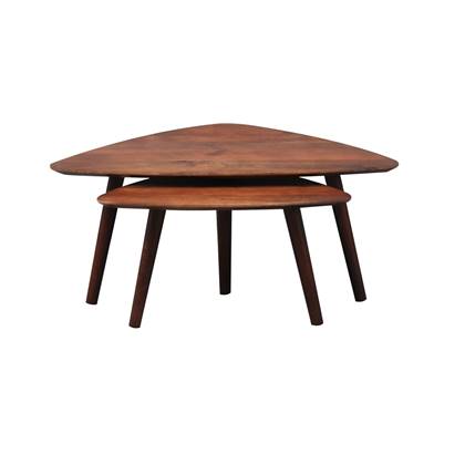 Old Inn - Salontafel set van 2 walnoot triangel Bruin