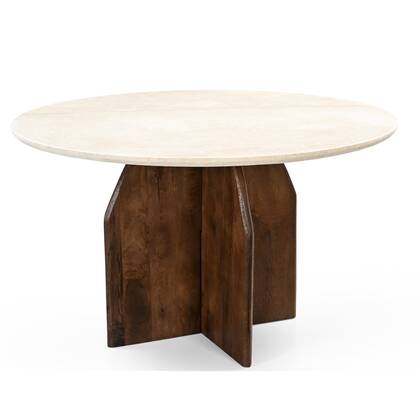 Giga Meubel - Eettafel Donker - Marmer - Ø130cm - Danae Bruin