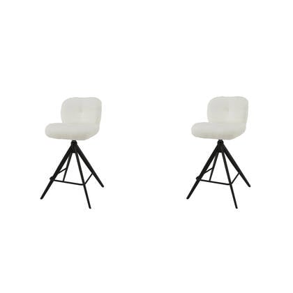 Hoyz Collection - Barstoel Comfort Draaibaar - Boucle Wit - 2 Stuks