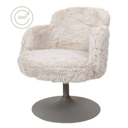 Home67 - Fauteuil Scottie Fluffy Creme Wit