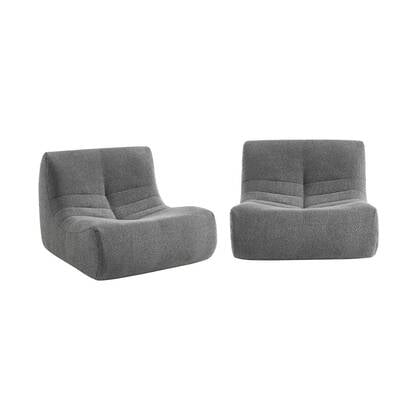 sweeek - Modulaire stoel één zitplaats textuur bouclé (set van 2) Grijs