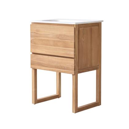 Tikamoon - Badkamermeubel Edgar van massief teakhout en keramiek 60 cm