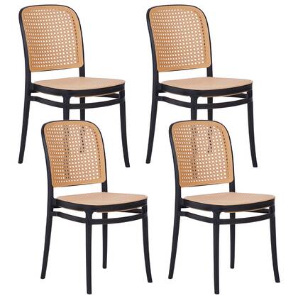 Beliani - PLOSE - Eetkamerstoel set van 4 - Beige|Zwart - Kunststof