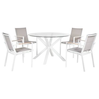 Beliani  MALETTO|BUSSETO - Tuinset voor 4 - Wit - Aluminium|Glas