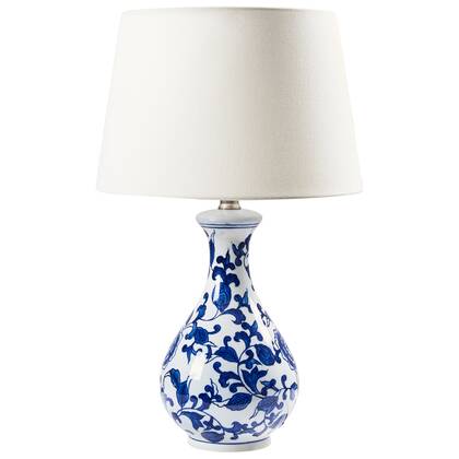 Beliani - CARMEN - Tafellamp - Wit|Blauw - Porselein|Linnen