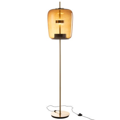 J-Line  Staanlamp Led Glas Bruin - 35x35x168cm