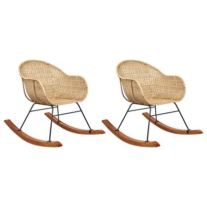 Beliani - LAVINIO - Schommelstoel set van 2 - Natuurlijk - Rotan Beige