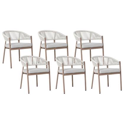 Beliani - FLAVIA - Tuinstoelen set van 6 - Donkerhout - Aluminium Bruin
