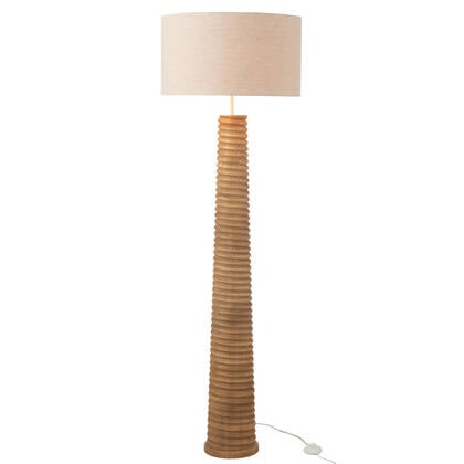 J-Line  Vloerlamp Schroefdraad Hout Naturel|grijs - 48x48x160cm