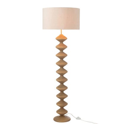 J-Line  Vloerlamp Rups Populierenhout Naturel|grijs - 48x48x156cm