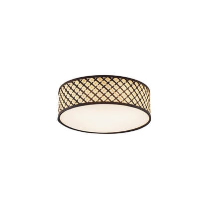 QAZQA Oosterse plafondlamp rotan met zwart 40cm - Tremmo Wit