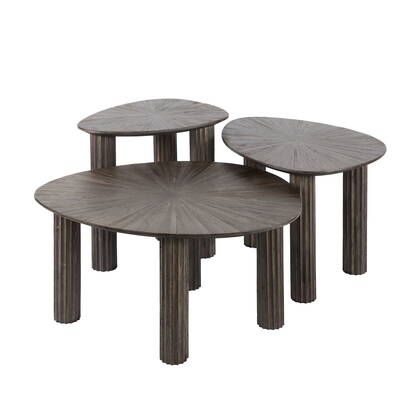 Giga Meubel - Salontafel - Driehoekig - Set Van 3 - Teakhout - Maya Bruin