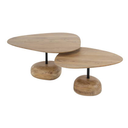 Giga Meubel - Salontafel - Driehoekig - Set van 2 - Acacia - Naturel Bruin