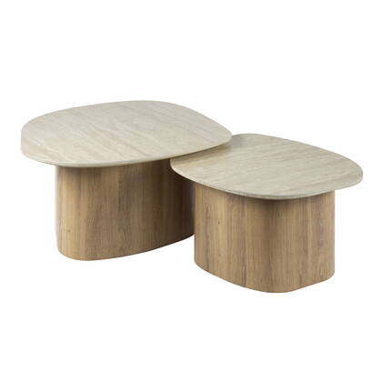 Giga Meubel - Salontafel Kiezel Keramiek - 90x43x40cm - Set van 2