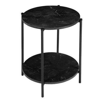 Calicosy - Bijzettafel met Zwart Marmer Effect - Ø40 cm