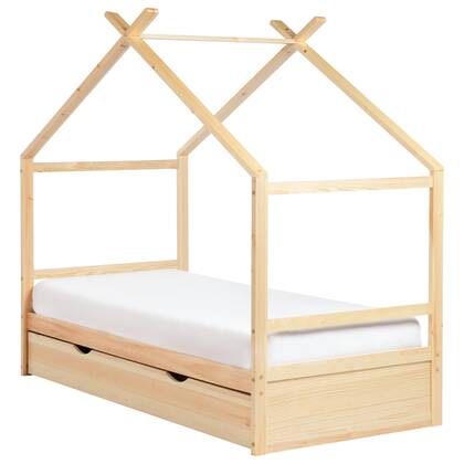 Beliani-ORGEVAL-Daybed voor kinderen-Licht-90 x 200 cm-Grenenhout Bruin