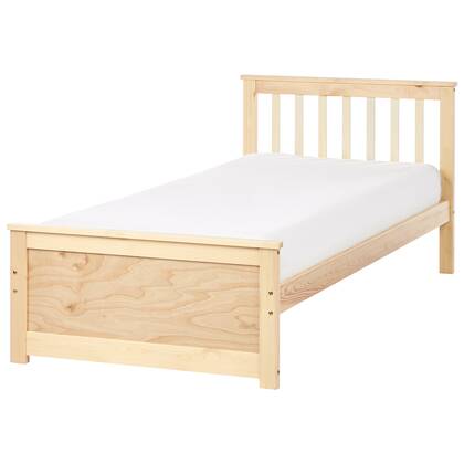 Beliani-OLENDON-Eenpersoonsbed-Lichtbruin-90 x 200 cm-Dennenhout