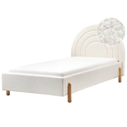 Beliani - ANET - Bed - Off-white - 90 x 200 cm - Bouclé