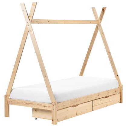 Beliani - DEVAY - Kinderbed - Licht - 90 x 200 cm - Dennenhout Bruin