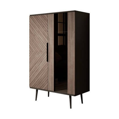 Meubella Vitrinekast Pedro - Donker eiken - Zwart eiken - 90 cm