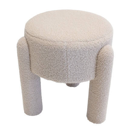 Giga Meubel - Poef Beige Bouclé - 44x44x42cm - Yara