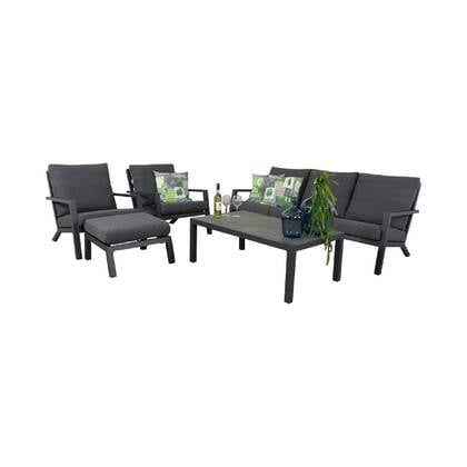 VDG Atlanta loungeset - 5 delig (inclusief hocker) Grijs