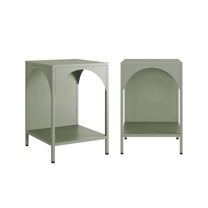 sweeek - Nachtkastje, metalen bijzettafel (set van 2) Groen