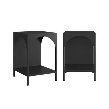 sweeek - Nachtkastje, metalen bijzettafel (set van 2) Zwart