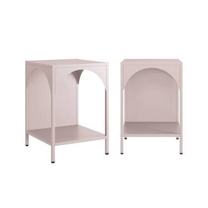 sweeek - Nachtkastje, metalen bijzettafel (set van 2) Roze