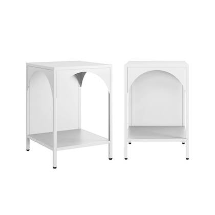 sweeek - Nachtkastje, metalen bijzettafel (set van 2) Wit