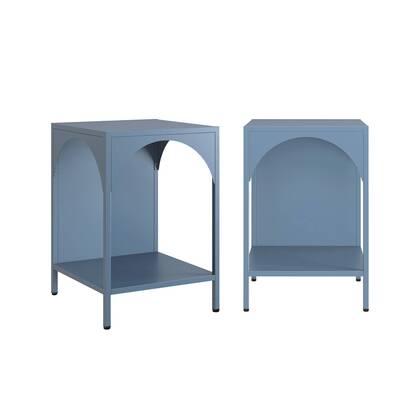sweeek - Nachtkastje, metalen bijzettafel (set van 2) Blauw