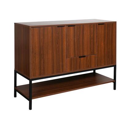 Sweeek  Walnootkleurig houten 3-deurs dressoir