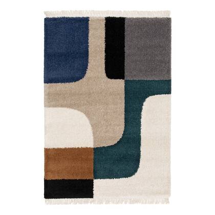 Sweeek  Shaggy tapijt, geometrisch patroon, crème