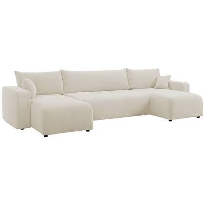 NADUVI Collection U-slaapbank Rosco bouclé Wit