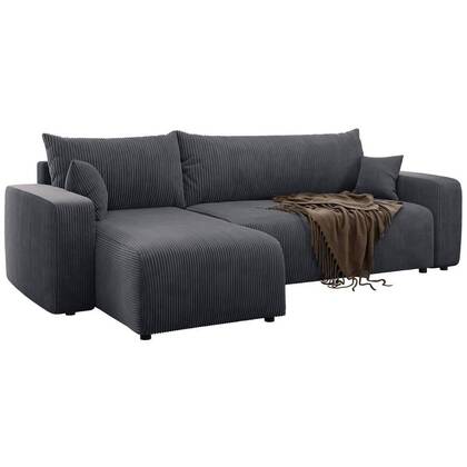 NADUVI Collection Hoekslaapbank Rosco links|rechts ribstof Grijs