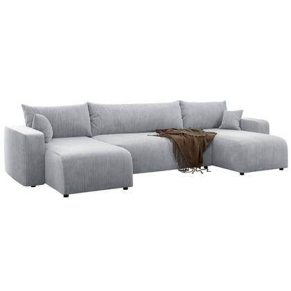 NADUVI Collection U-slaapbank Rosco ribstof Grijs