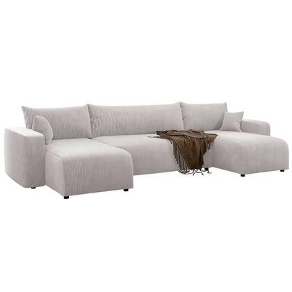 NADUVI Collection U-slaapbank Rosco ribstof Beige